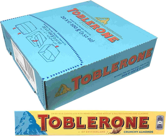 Toblerone Crunchy Almonds Box Bulk Pack 20 pcs 100 grams